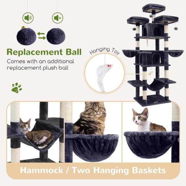 Globlazer Cat Tree Multi Level Sisal Scratching Post for-4