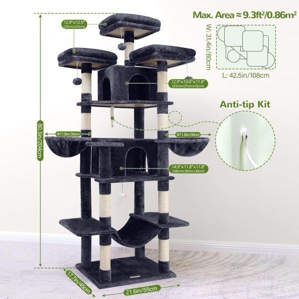 Globlazer Cat Tree Multi Level Sisal Scratching Post for-5