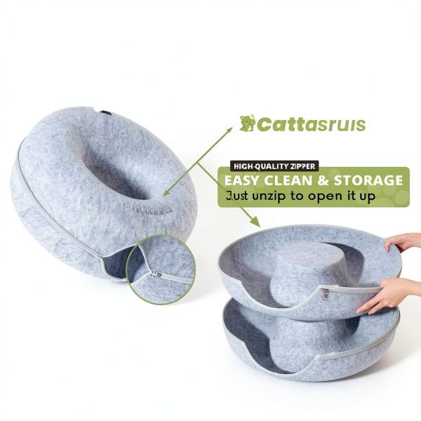 Cattasaurus Peekaboo Cat Cave Bed Tunnel Large Cats-6