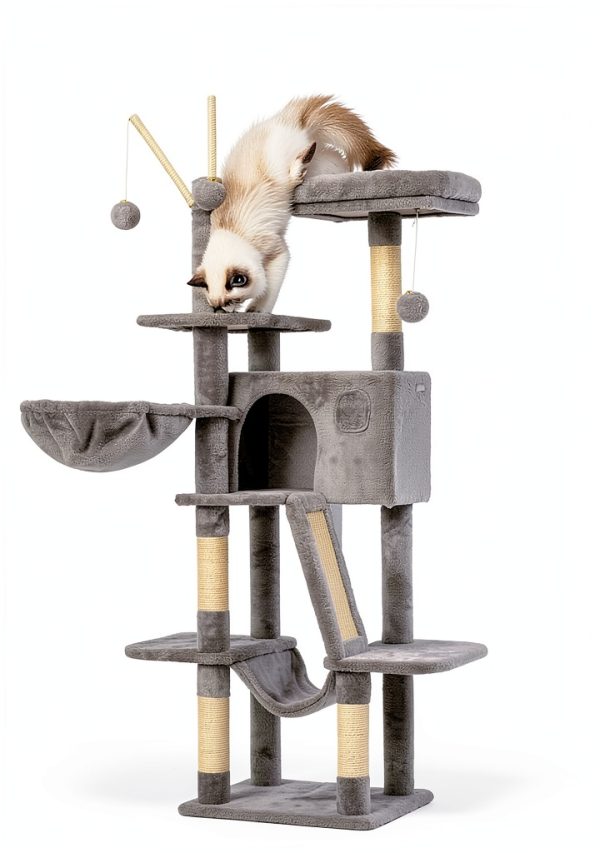 Hey-brother Cat Tree Multi-Level Scratching Post Hammock-6