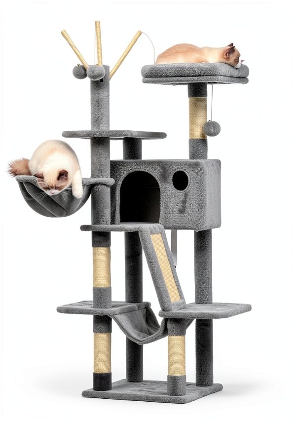 Hey-brother Cat Tree Multi-Level Scratching Post Hammock-2