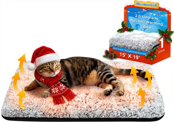 WanPeeGoo Self Warming Cat Bed Dual Foil Fleece Pet Mat-0