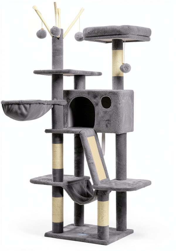Hey-brother Cat Tree Multi-Level Scratching Post Hammock-1