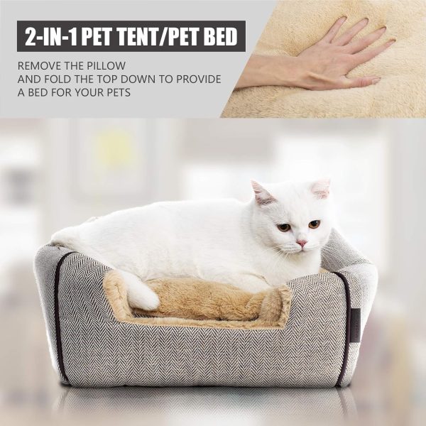 WINDRACING Foldable Cat Bed Cave Tent Soft Fur Fabric-1
