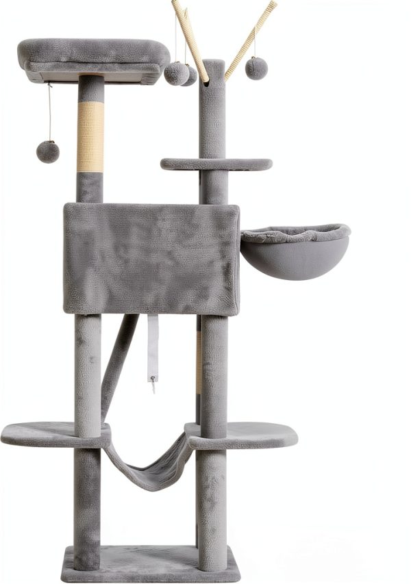 Hey-brother Cat Tree Multi-Level Scratching Post Hammock-8