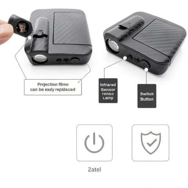 LURTHNY Car Door Logo Light Projector Black Universal Fit Pod-4
