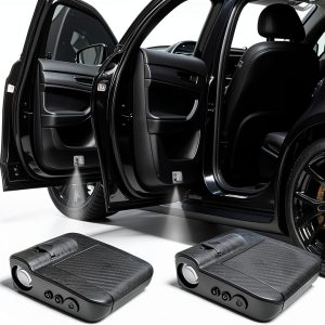 LURTHNY Car Door Logo Light Projector Black Universal Fit Pod-0