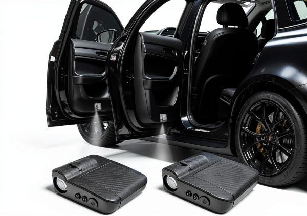LURTHNY Car Door Logo Light Projector Black Universal Fit Pod-0