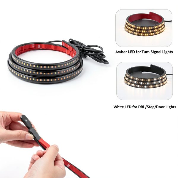 LED Running Board Lights OPL5 70in Strip Waterproof Amber White-4