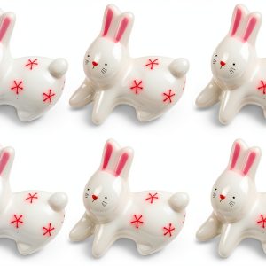 Ceramic Chopsticks Rest TMXAOK 6 Piece Rabbit Shaped Tableware Holder-0