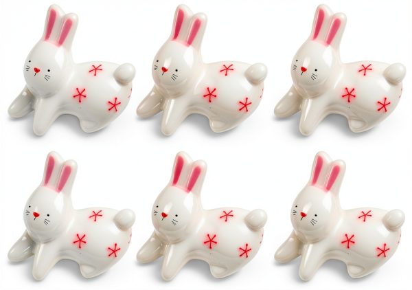 Ceramic Chopsticks Rest TMXAOK 6 Piece Rabbit Shaped Tableware Holder-0