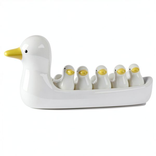Chinese Characteristics Ceramic Cute Yellow Duck Pattern Chopstick Rest Spoon Fork Knife Holder-3