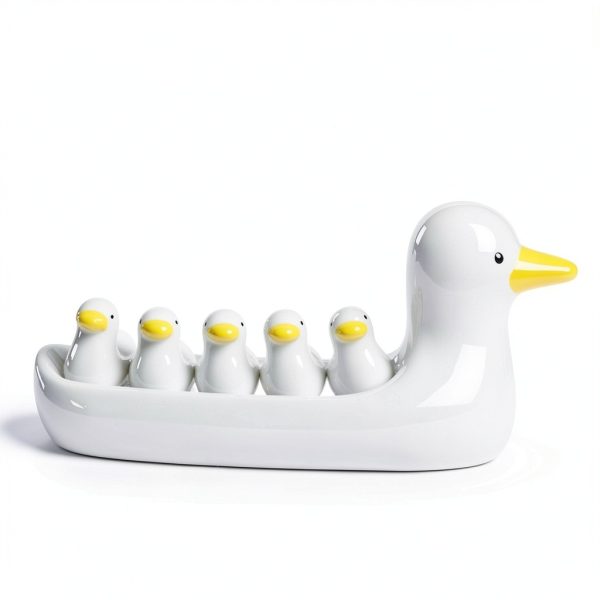 Chinese Characteristics Ceramic Cute Yellow Duck Pattern Chopstick Rest Spoon Fork Knife Holder-5