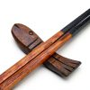 Fish Shape Wooden Chopstick Rest Set of 4 Two Colors 7x1.6cm-3