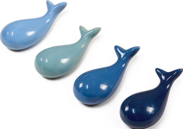 Blue Whale Ceramic Chopstick Holder Set 4 pcs Porcelain Utensil Rests-0