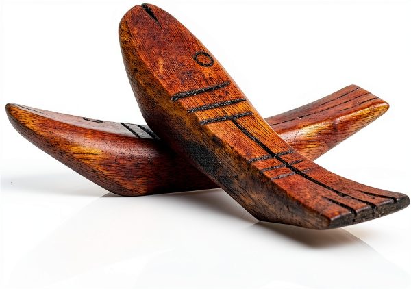 Fish Shape Wooden Chopstick Rest Set of 4 Two Colors 7x1.6cm-1