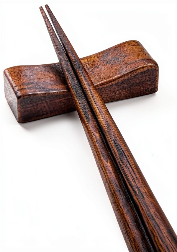 Handcrafted Wooden Chopsticks Rest Set of 6 Tea Talent Concave Ebony-1
