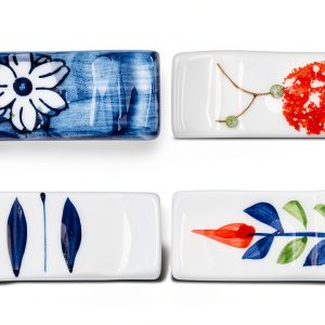 Ceramic Chopsticks Rest Rack 3pcs by CRASPIRE Blue Porcelain-0