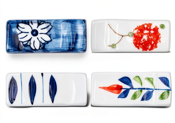 Ceramic Chopsticks Rest Rack 3pcs by CRASPIRE Blue Porcelain-0