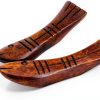 Fish Shape Wooden Chopstick Rest Set of 4 Two Colors 7x1.6cm-2