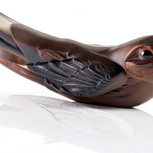 Lalique Crystal Grey Swallow Knife-Rest Modern Stainless Steel Holder-0