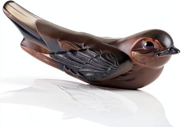 Lalique Crystal Grey Swallow Knife-Rest Modern Stainless Steel Holder-0