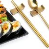 Gold Chopstick Rest Stainless Steel 5 Pairs Knife Rest and Chopsticks Holder For Countertop Holding Chopstick Spoon Forks Knife ,Cute Chopstick Stand-3