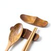 4 Pcs Natural Wood Chopsticks Rest Tableware Knife Forks Spoon Dinner Service Holder Rack-3