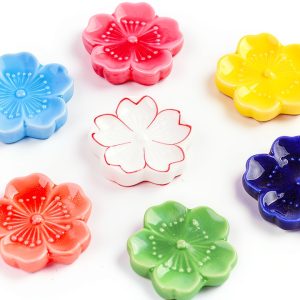 Japanese Style Ceramic Sakura Chopstick Rest Spoon Fork Knife Holder-0