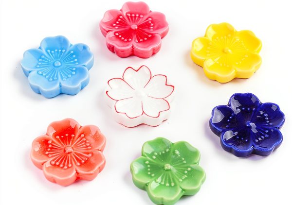Japanese Style Ceramic Sakura Chopstick Rest Spoon Fork Knife Holder-0