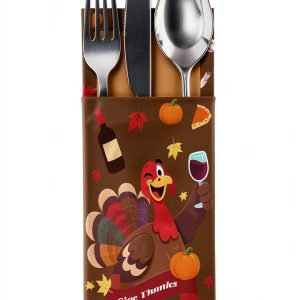 Thanksgiving Turkey Cutlery Holders FIESTAJOY 42 Piece Cardboard Rests-0
