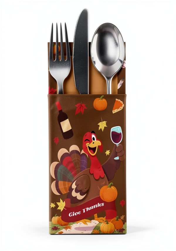 Thanksgiving Turkey Cutlery Holders FIESTAJOY 42 Piece Cardboard Rests-0