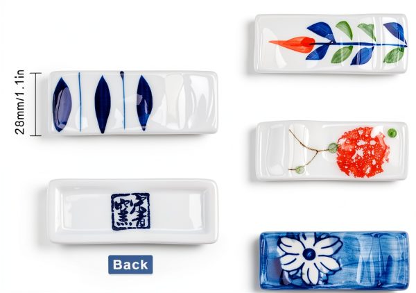 Ceramic Chopsticks Rest Rack 3pcs by CRASPIRE Blue Porcelain-1