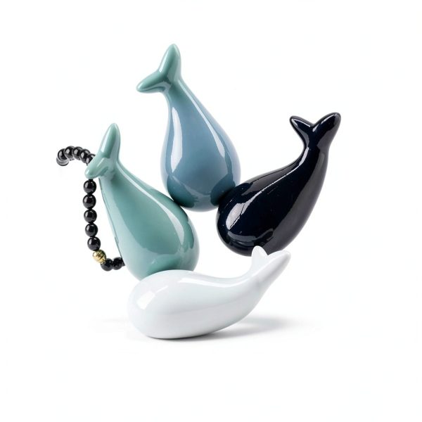Blue Whale Ceramic Chopstick Holder Set 4 pcs Porcelain Utensil Rests-3
