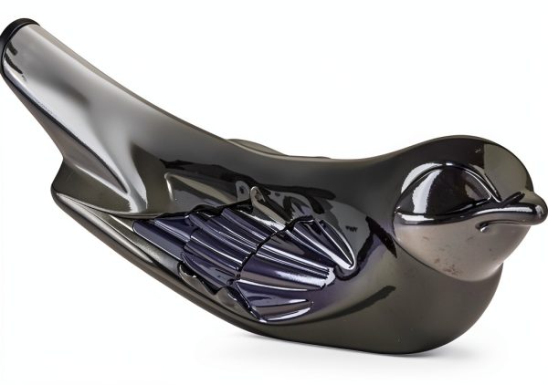 Lalique Crystal Grey Swallow Knife-Rest Modern Stainless Steel Holder-1
