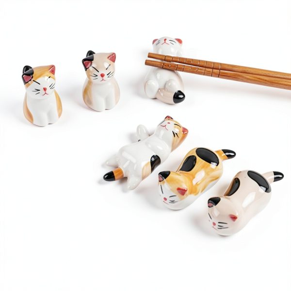 Cat Shaped Porcelain Knife Rest Set for Dining Table-1